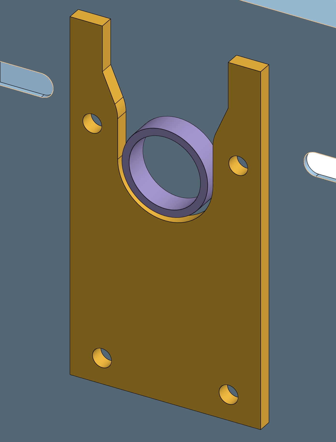 CAD drawing of the Curio 6 mm stainless steel gimbal mounting plate with countersunk fixing holes